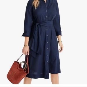 J. Crew Button Front Tie Waist Shirt Dress
